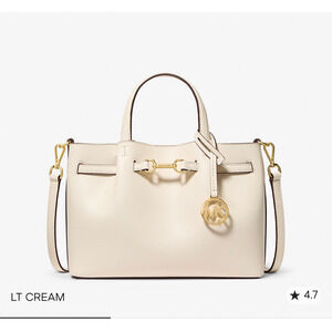 NWT Michael Kors Carson Small Pebbled Leather Satchel – Light Cream